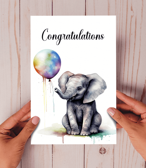 Congratulations Elephant Balloon Card