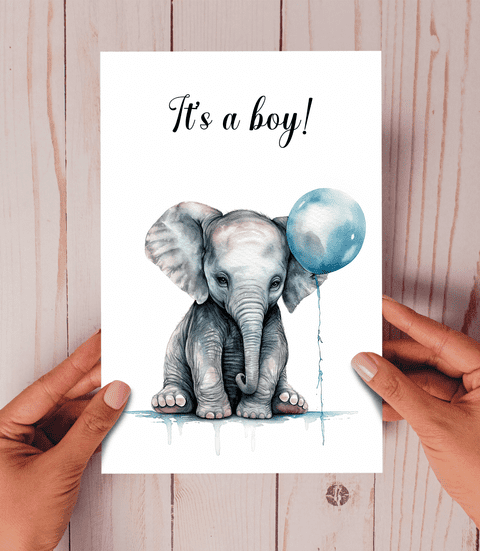 It's a boy! Elephant Balloon Card