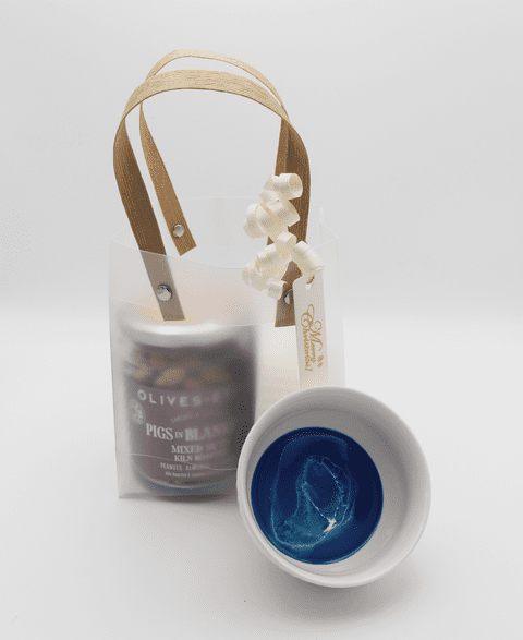 Pigs in Blankets Nut Gift Bag with Ocean Ceramic Nibble Dish