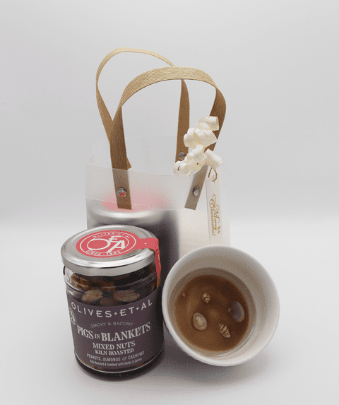 Pigs in Blankets Nut Gift Bag with Rockpool Ceramic Nibble Dish