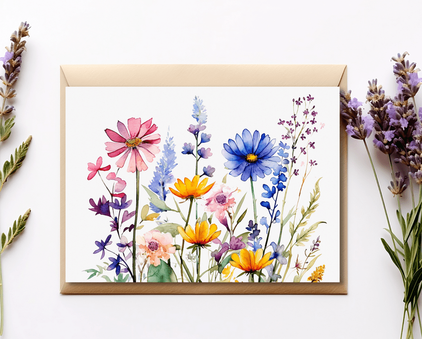 Watercolour Flower 'Rejoice' Card – Celebrate Joyful Moments with Beautiful Floral Art