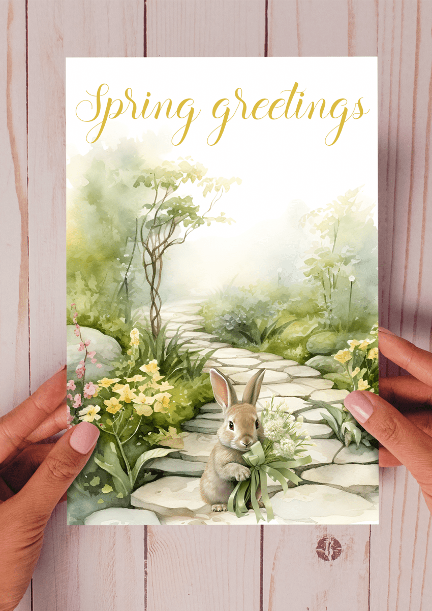 Spring Greetings - Wild Bunny Card | Celebrate Spring with Delicate Charm