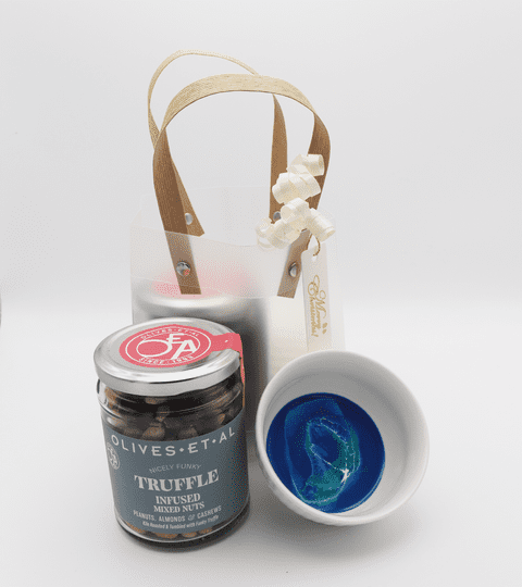 Truffle Nut Gift Bag with Ocean Ceramic Nibble Dish