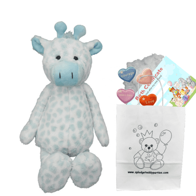 10 inch Blue Flopsy Giraffe - DIY Bear Kit no-sew