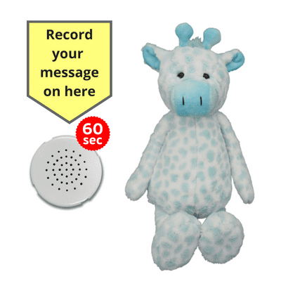 10 inch Blue Flopsy Giraffe - Recordable Bear - Baby Heartbeat Bear