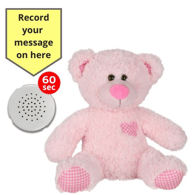 10 inch Classic Pink Teddy - Recordable Bear - Baby Heartbeat Bear