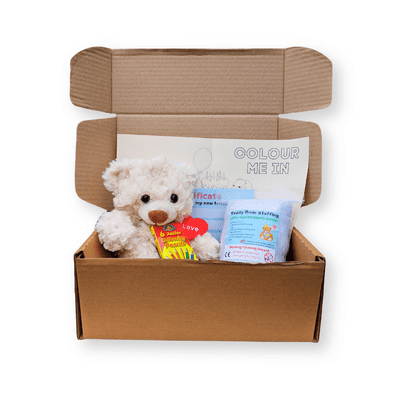 10 inch Crinkle Cream Bear - Wedding Favour Activity Box