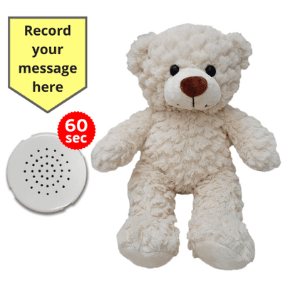 10 inch Crinkle Cream Teddy - Recordable Bear - Baby Heartbeat Bear