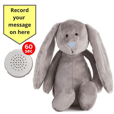 10 inch Flopsy Bunny with blue nose - Recordable Bear - Baby Heartbeat Bear