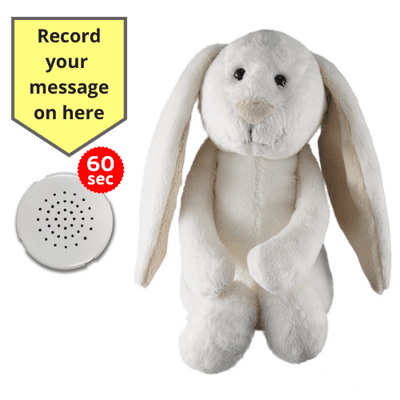 10 inch Flopsy White Bunny - Recordable Bear - Baby Heartbeat Bear