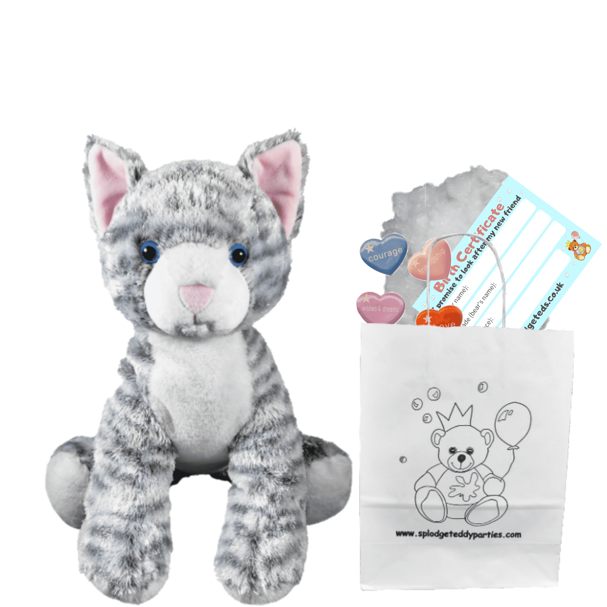 10 inch Grey Tabby Cat - DIY Bear Kit no-sew