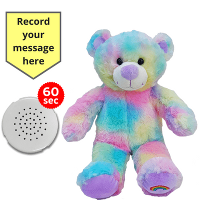 10 inch Magical Rainbow Teddy - Recordable Bear - Baby Heartbeat Bear