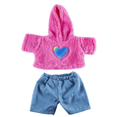 10 inch Pink Furry Hoodie and Jeans Outfit - Teddy Bear Clothes