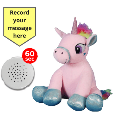 10 inch Pink Glitter Unicorn - Recordable Bear - Baby Heartbeat Bear