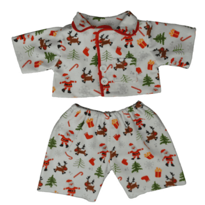 10 inch White Santa Pyjamas PJ - Teddy Bear Clothes