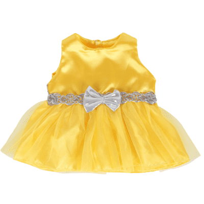 10 inch  Yellow Dress with Silver Bow - Teddy Bear Clothes