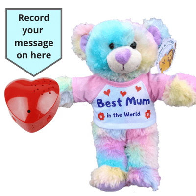 16 inch Best Mum Rainbow Bear- 60 Second Recordable Bear