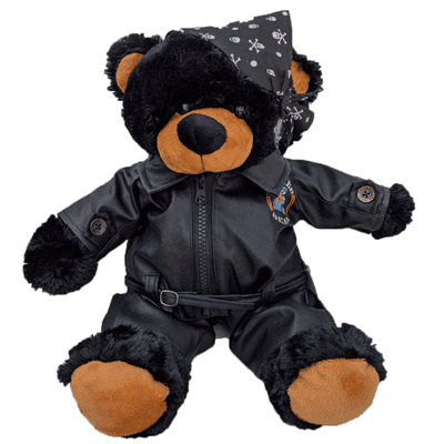 16 inch Biker Black Teddy Gift - Ready Dressed Bear