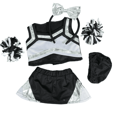 16 inch Black and Silver Cheerleader Outfit - Teddy Bear Clothes - SPECIAL PRICE