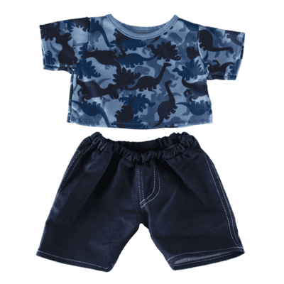 16 inch Blue Dinosaur T-Shirt and Jeans - Teddy Bear Clothes