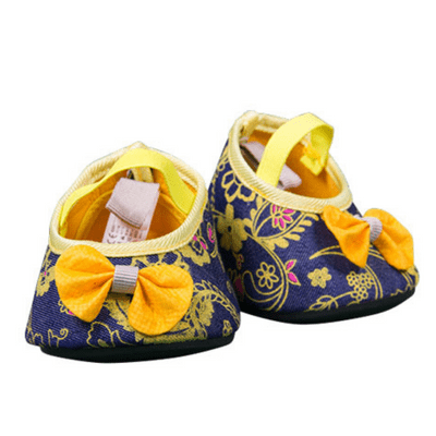 16 inch Blue Floral Denim & Yellow Bow High Heel Shoes - Teddy Bear Clothes - CLEARANCE