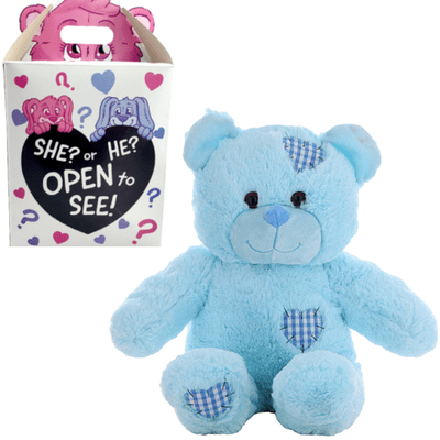 16 inch Blue Patch Ready Made Teddy - Gender Reveal Bear