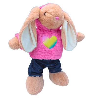 16 inch Brown Bunny in Furry Heart Hoodie Outfit - Ready to Play