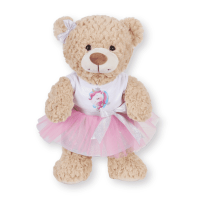 16 inch Brown Teddy in Unicorn Tutu Dress - Ready Dressed Bear Gift