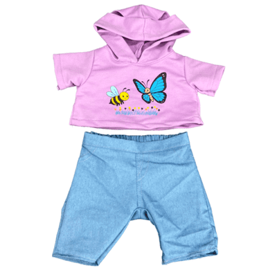 16 inch Butterfly & Bee Hoodie and Jeans Outfit - Teddy Bear Clothes