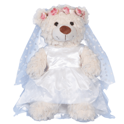 16 inch Crinkle Cream Bride Teddy - Ready to Play - Wedding Gift