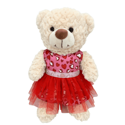 16 inch Crinkle Cream Teddy in Heart Dress - Ready to Play