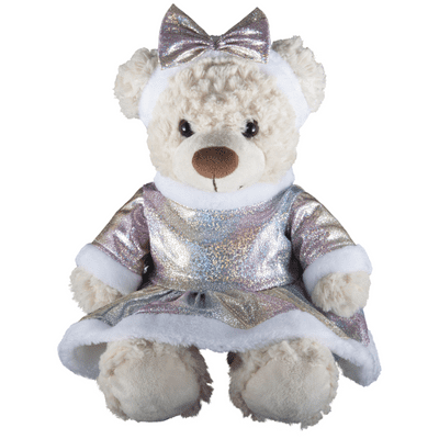 16 inch Crinkle Cream Teddy in Princess Snow Dress - Ready to Play