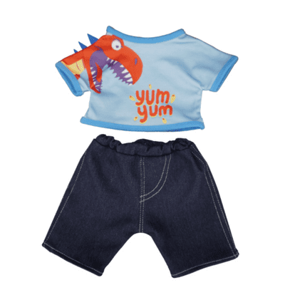 16 inch Dinosaur Yum Yum T-Shirt and Jeans - Teddy Bear Clothes