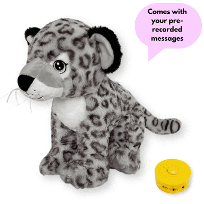 16 inch Eco Origins Snow Leopard - Pre-Recorded Message Bear