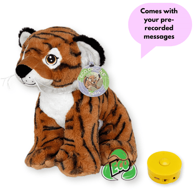 16 inch Eco Origins Tiger - Pre-Recorded Message Bear