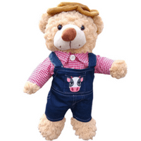 16 inch Farmer Outfit with Gingham Shirt - Teddy Bear Clothes