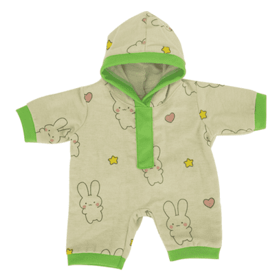 16 inch Green Bunny Onesie Sleeper - Teddy Bear Clothes