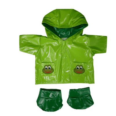 16 inch Green Frog Raincoat and Boots - Teddy Bear Clothes