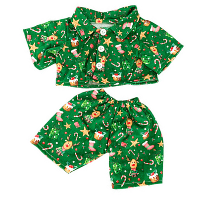 16 inch Green Reindeer Pyjamas PJ - Teddy Bear Clothes