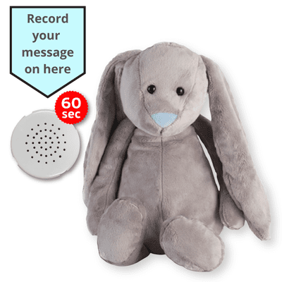 16 inch Grey Flopsy Bunny - Voice Recording Teddy Bear