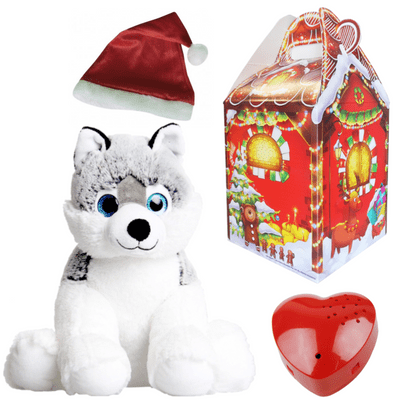 16 inch Husky with Santa Hat - Christmas 60 Second Recordable Bear
