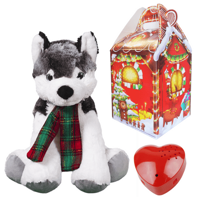 16 inch Husky with Scarf - Christmas 60 Second Recordable Bear