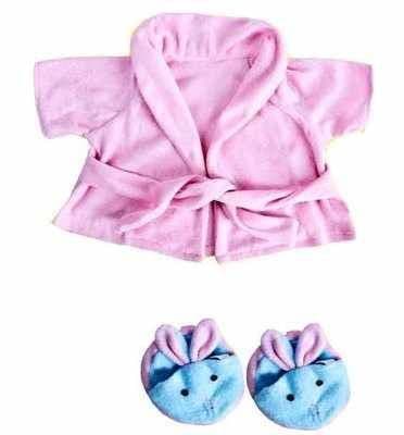 16 inch Pink Bathrobe with Rabbit Slippers - Teddy Bear Clothes
