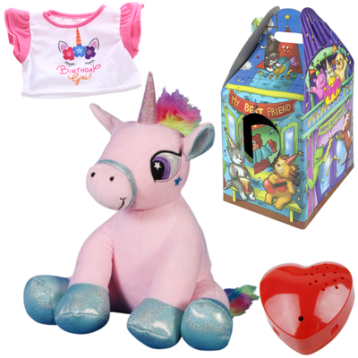 16 inch  Pink Glitter Unicorn - Recordable Birthday Gift Bear