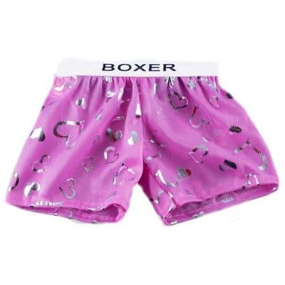 16 inch Pink Heart Boxer Shorts - Teddy Bear Clothes