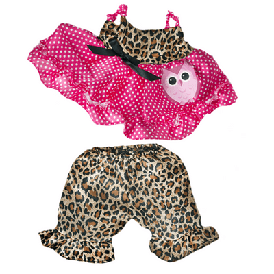 16 inch Pink Leopard Owl Dress and Leggings - Teddy Bear Clothes - CLEARANCE