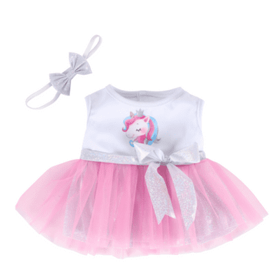 16 inch Pink Unicorn Tutu Dress - Teddy Bear Clothes fits build your own bears
