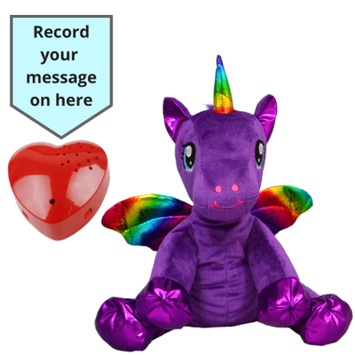 16 inch Purple Unicorn  with Rainbow Wings - Voice Recording Teddy Bear