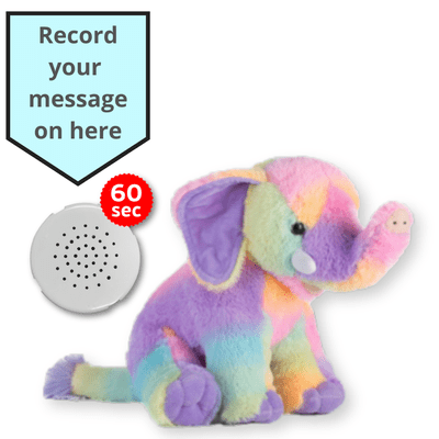 16 inch Rainbow Elephant - Voice Recording Teddy Bear