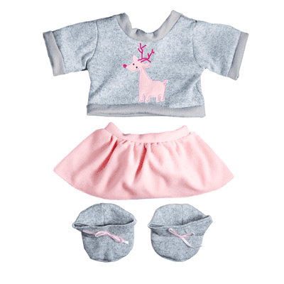16 inch Reindeer Sweater, Skirt & Shoes Outfit - Teddy Bear Clothes fits Build a Bear